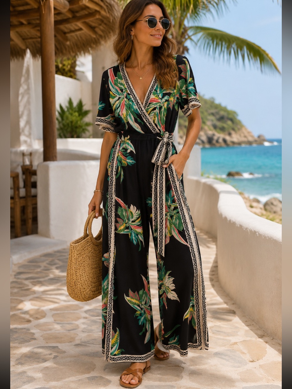 Flying Tomato Tropical Print Jumpsuit